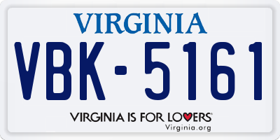 VA license plate VBK5161