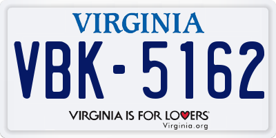 VA license plate VBK5162