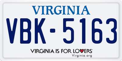 VA license plate VBK5163