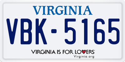 VA license plate VBK5165