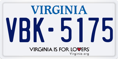 VA license plate VBK5175