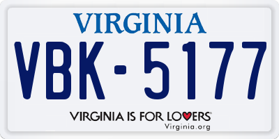 VA license plate VBK5177