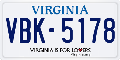 VA license plate VBK5178
