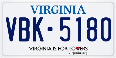 VA license plate VBK5180