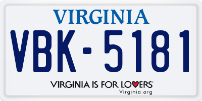 VA license plate VBK5181