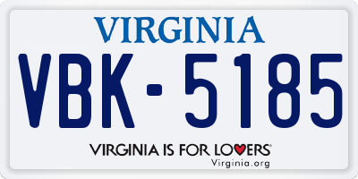 VA license plate VBK5185