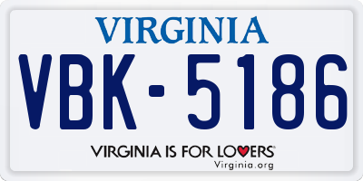 VA license plate VBK5186