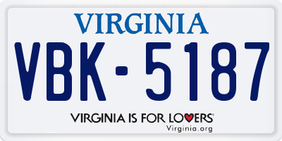 VA license plate VBK5187