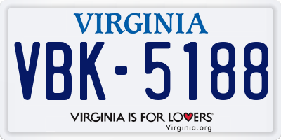 VA license plate VBK5188