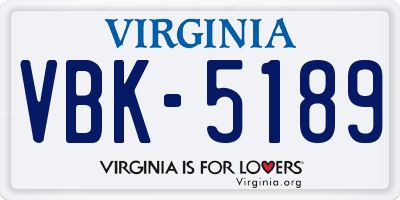VA license plate VBK5189