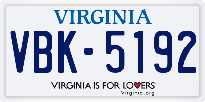 VA license plate VBK5192