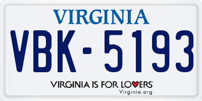 VA license plate VBK5193