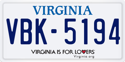VA license plate VBK5194