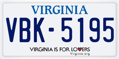VA license plate VBK5195