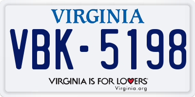 VA license plate VBK5198