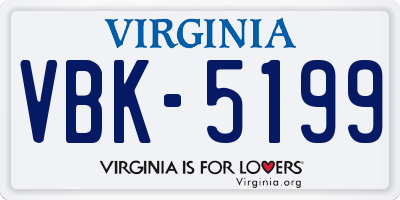 VA license plate VBK5199