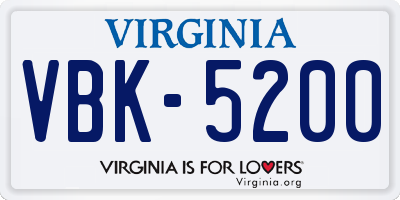 VA license plate VBK5200