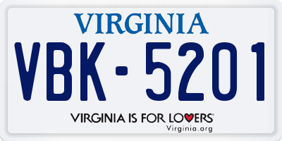 VA license plate VBK5201