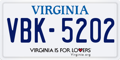 VA license plate VBK5202