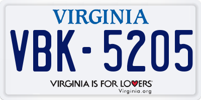 VA license plate VBK5205