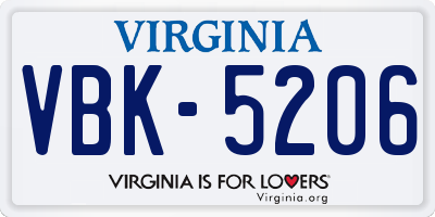 VA license plate VBK5206