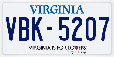VA license plate VBK5207