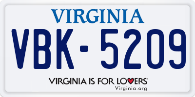 VA license plate VBK5209