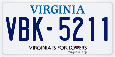 VA license plate VBK5211