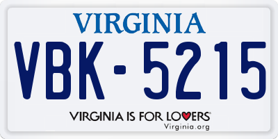 VA license plate VBK5215