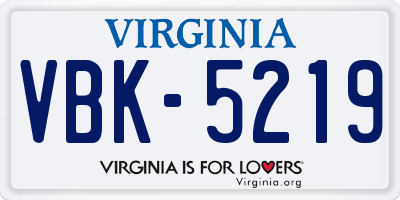 VA license plate VBK5219