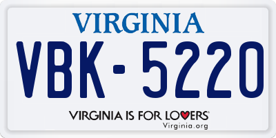 VA license plate VBK5220