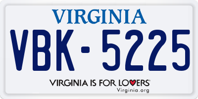 VA license plate VBK5225
