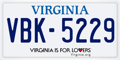 VA license plate VBK5229