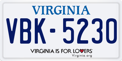VA license plate VBK5230