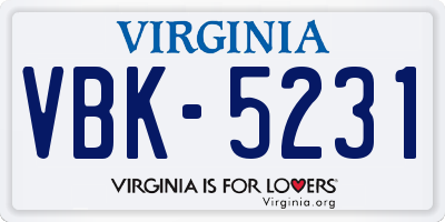 VA license plate VBK5231