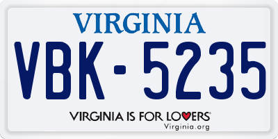 VA license plate VBK5235