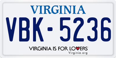 VA license plate VBK5236