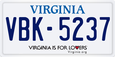 VA license plate VBK5237