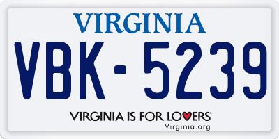 VA license plate VBK5239