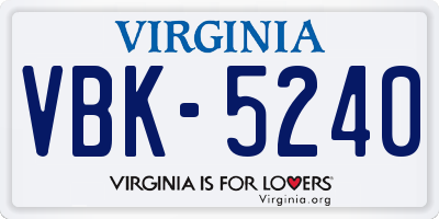 VA license plate VBK5240