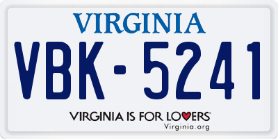 VA license plate VBK5241