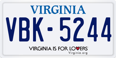 VA license plate VBK5244