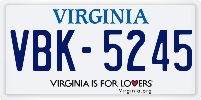 VA license plate VBK5245