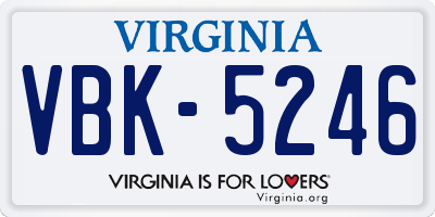 VA license plate VBK5246