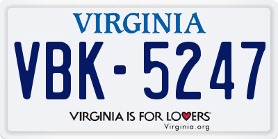 VA license plate VBK5247