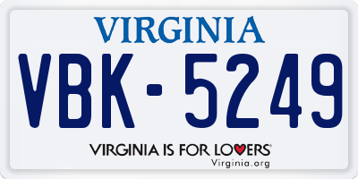 VA license plate VBK5249