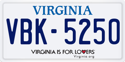 VA license plate VBK5250