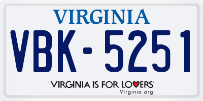 VA license plate VBK5251