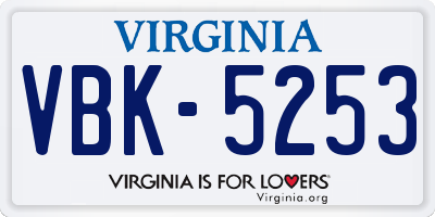 VA license plate VBK5253
