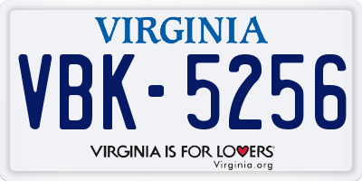 VA license plate VBK5256